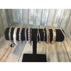 12 Silver Tone Bracelet Lot